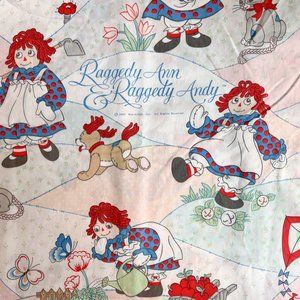 Vintage Raggedy Ann and Andy Twin Flat and Fitted Sheet Set,‎ 1989, springs